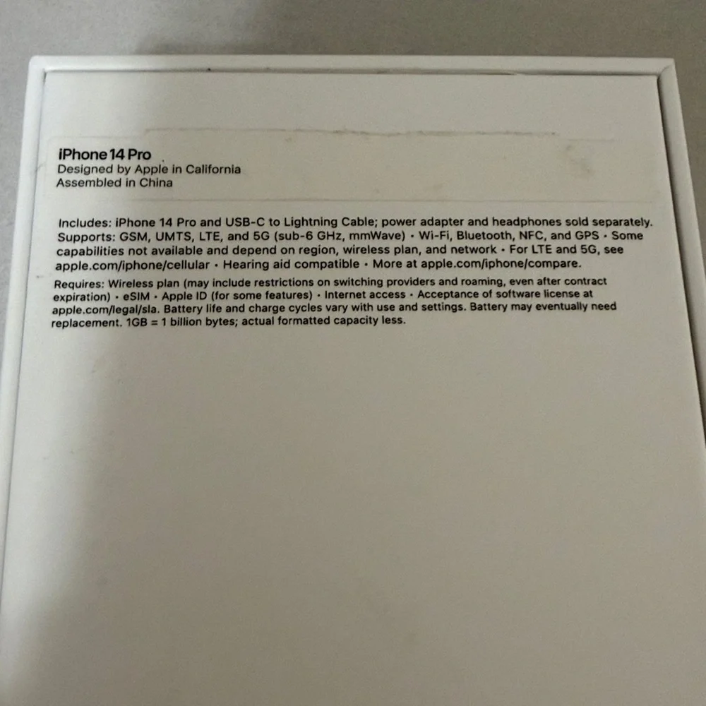 Apple IPhone 14 Pro Box Only